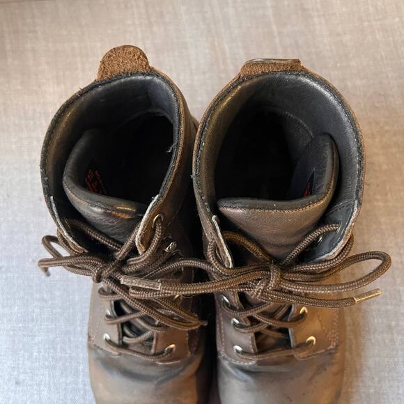 WORX by Red Wing Shoes Womens 6.5M Brown Leather Work Boots Safety Steel Toe - Picture 3 of 10